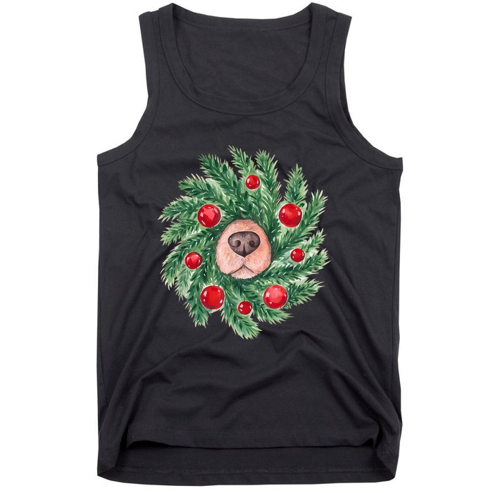 Cute Dog Nose Christmas Wreath Christmas Dog Mom Dog Lover Tank Top