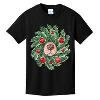 Cute Dog Nose Christmas Wreath Christmas Dog Mom Dog Lover Kids T-Shirt