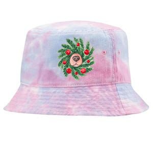 Cute Dog Nose Christmas Wreath Christmas Dog Mom Dog Lover Tie-Dyed Bucket Hat