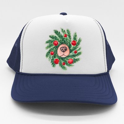 Cute Dog Nose Christmas Wreath Christmas Dog Mom Dog Lover Trucker Hat