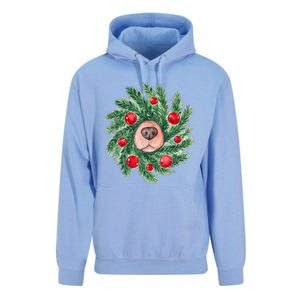 Cute Dog Nose Christmas Wreath Christmas Dog Mom Dog Lover Unisex Surf Hoodie