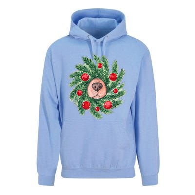 Cute Dog Nose Christmas Wreath Christmas Dog Mom Dog Lover Unisex Surf Hoodie