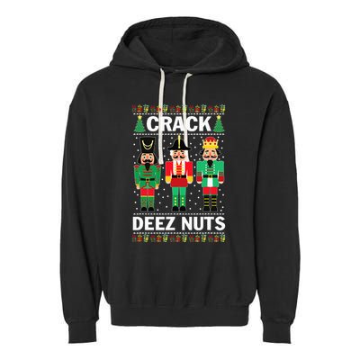 Crack Deez Nuts Funny Christmas Garment-Dyed Fleece Hoodie
