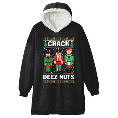 Crack Deez Nuts Funny Christmas Hooded Wearable Blanket
