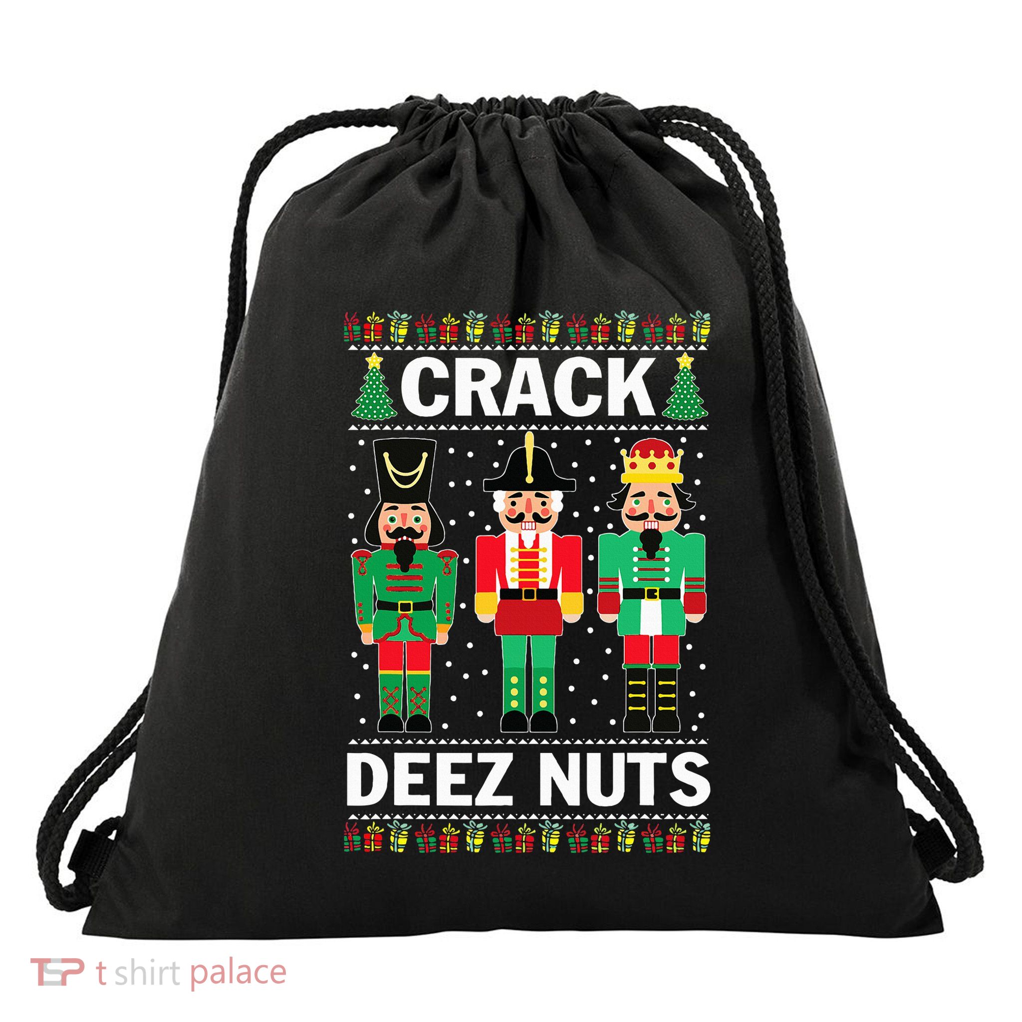 Crack Deez Nuts Funny Christmas Drawstring Bag