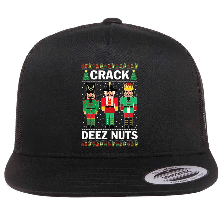 Crack Deez Nuts Funny Christmas Flat Bill Trucker Hat