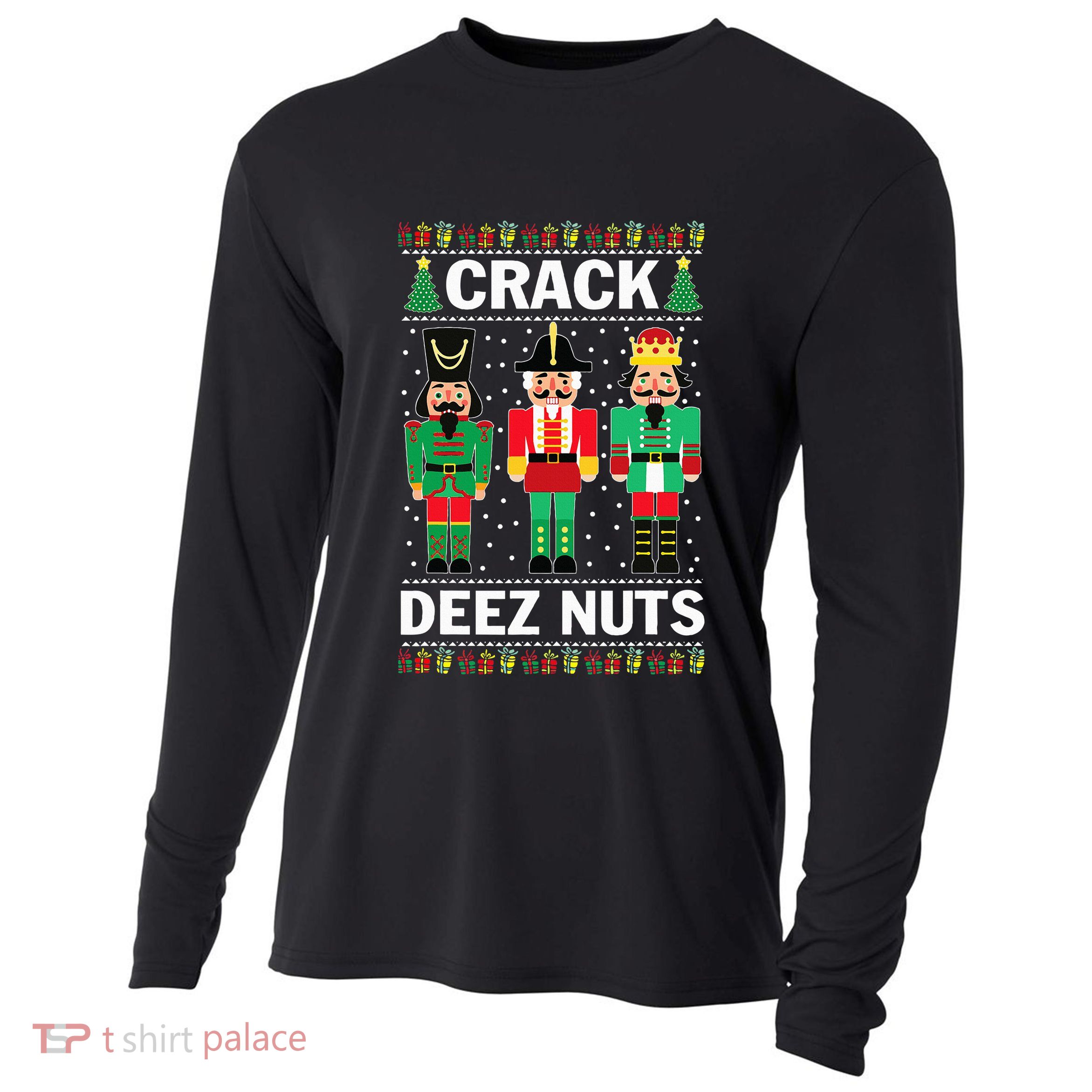 Crack Deez Nuts Funny Christmas Cooling Performance Long Sleeve Crew