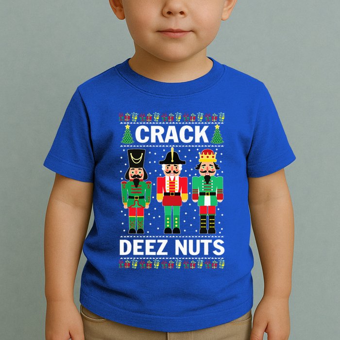 Crack Deez Nuts Funny Christmas Toddler T-Shirt