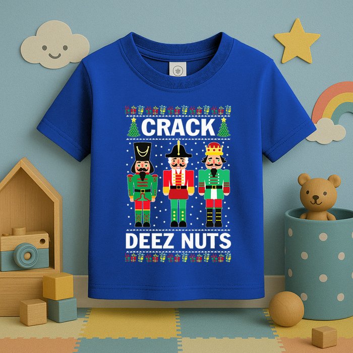 Crack Deez Nuts Funny Christmas Toddler T-Shirt