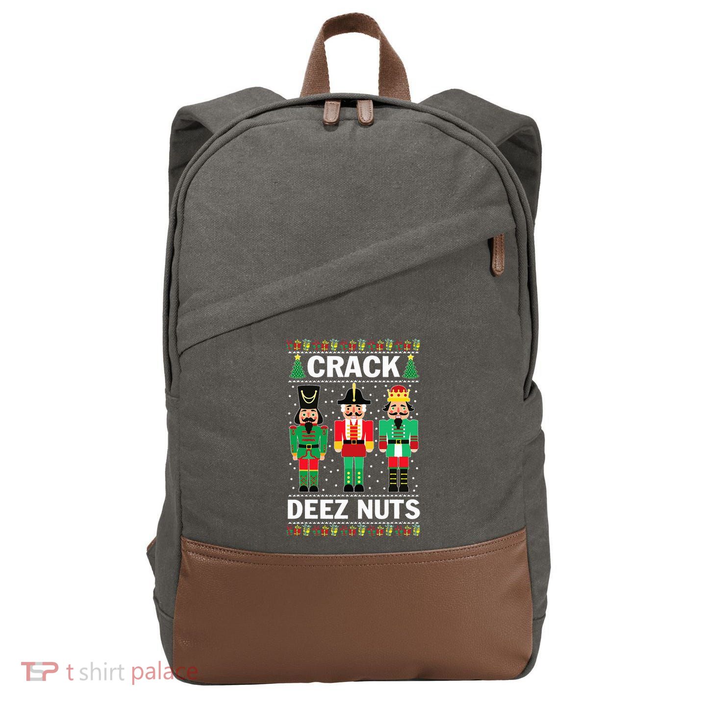 Crack Deez Nuts Funny Christmas Cotton Canvas Backpack