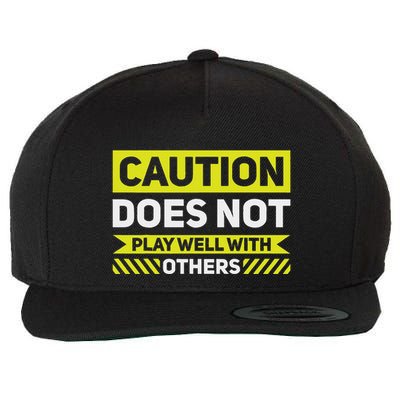 Caution Does Not Play Well With Others Wool Snapback Cap