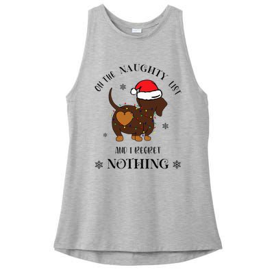 Christmas Dachshund On The Naughty List And I Regret Nothing Ladies PosiCharge Tri-Blend Wicking Tank