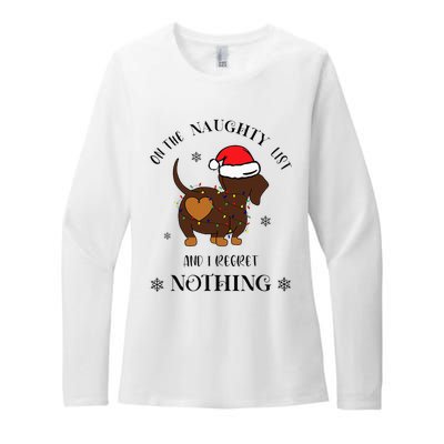 Christmas Dachshund On The Naughty List And I Regret Nothing Womens CVC Long Sleeve Shirt