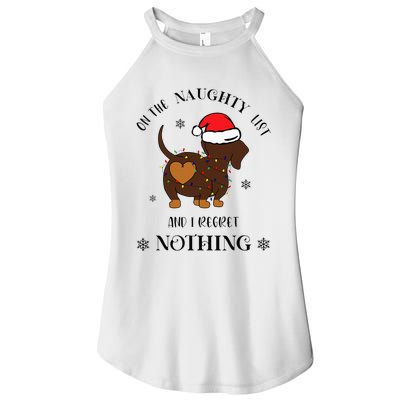 Christmas Dachshund On The Naughty List And I Regret Nothing Women's Perfect Tri Rocker Tank