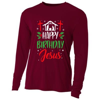 Christmas Day Outfit Happy Birthday Jesus Holiday Cooling Performance Long Sleeve Crew