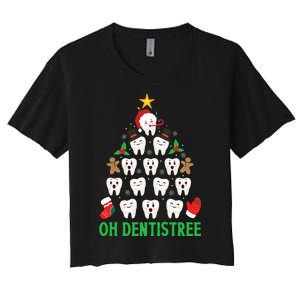 Christmas Dentist Oh Dentistree Funny Xmas Dental Women's Crop Top Tee