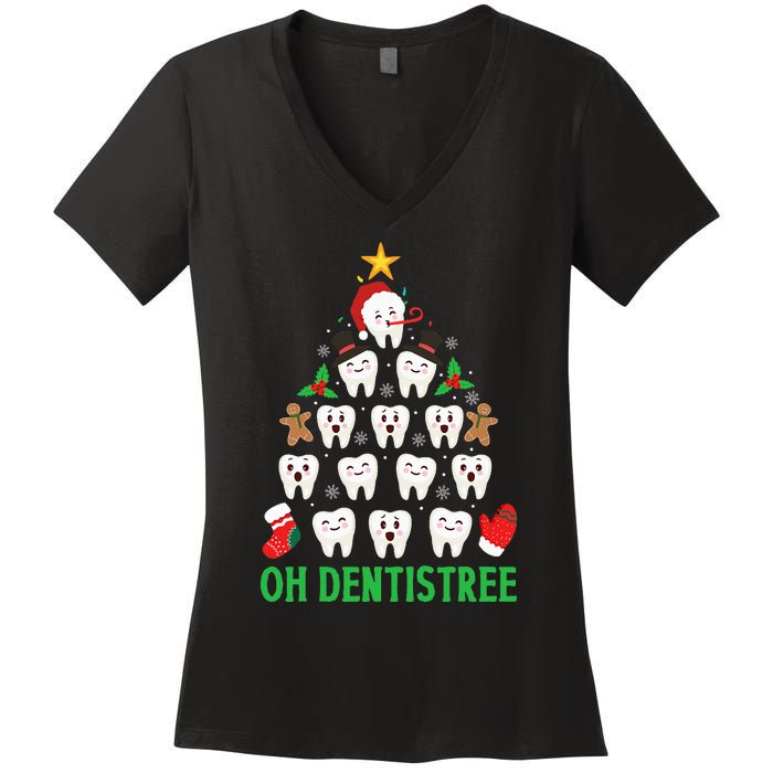 Christmas Dentist Oh Dentistree Funny Xmas Dental Women's V-Neck T-Shirt