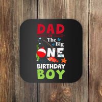 Cute Dad Of The Big One Birthday Fishing 1st First Birthday Gift Coaster