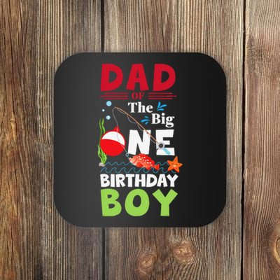 Cute Dad Of The Big One Birthday Fishing 1st First Birthday Gift Coaster