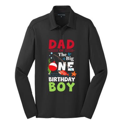 Cute Dad Of The Big One Birthday Fishing 1st First Birthday Gift Silk Touch Performance Long Sleeve Polo