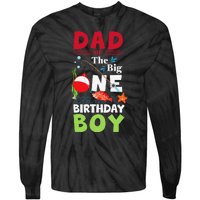 Cute Dad Of The Big One Birthday Fishing 1st First Birthday Gift Tie-Dye Long Sleeve Shirt