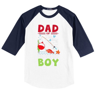 Cute Dad Of The Big One Birthday Fishing 1st First Birthday Gift Baseball Sleeve Shirt