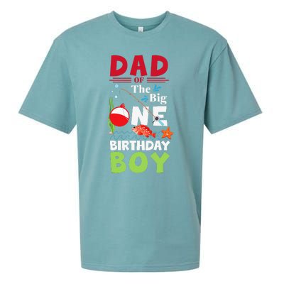 Cute Dad Of The Big One Birthday Fishing 1st First Birthday Gift Sueded Cloud Jersey T-Shirt