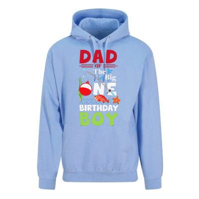 Cute Dad Of The Big One Birthday Fishing 1st First Birthday Gift Unisex Surf Hoodie