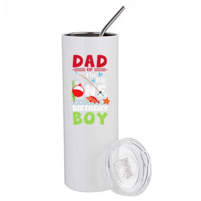 Cute Dad Of The Big One Birthday Fishing 1st First Birthday Gift Stainless Steel Tumbler