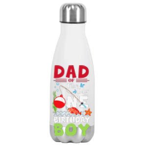 Cute Dad Of The Big One Birthday Fishing 1st First Birthday Gift Stainless Steel Insulated Water Bottle