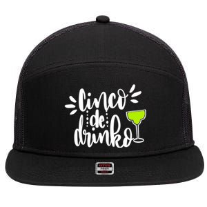 Cinco De O Letters Cute Margarita Cocktail Graphic Gift 7 Panel Mesh Trucker Snapback Hat