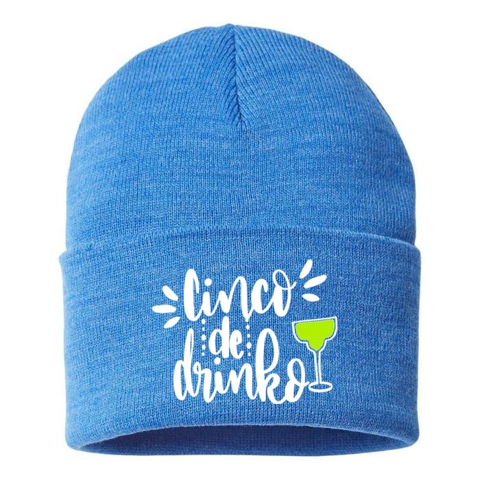 Cinco De O Letters Cute Margarita Cocktail Graphic Gift Sustainable Knit Beanie