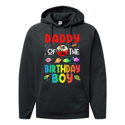 Cute Daddy Of The Birthday Ofishally One Birthday Outfit Performance Fleece Hoodie