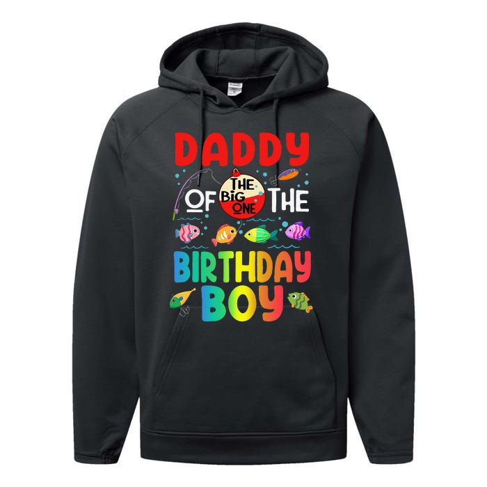 Cute Daddy Of The Birthday Ofishally One Birthday Outfit Performance Fleece Hoodie