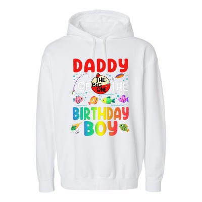 Cute Daddy Of The Birthday Ofishally One Birthday Outfit Garment-Dyed Fleece Hoodie