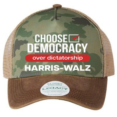 Choose Democracy Over Dictatorship Harris Walz Legacy Tie Dye Trucker Hat