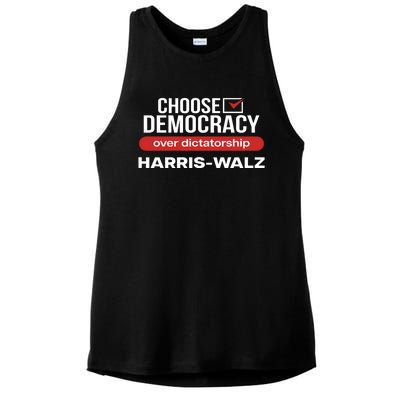 Choose Democracy Over Dictatorship Harris Walz Ladies PosiCharge Tri-Blend Wicking Tank