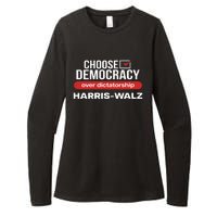 Choose Democracy Over Dictatorship Harris Walz Womens CVC Long Sleeve Shirt