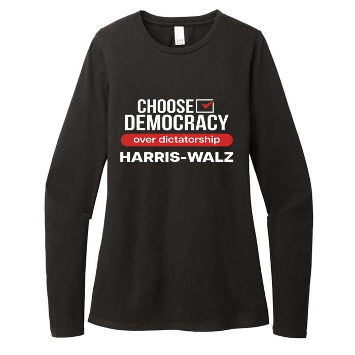 Choose Democracy Over Dictatorship Harris Walz Womens CVC Long Sleeve Shirt