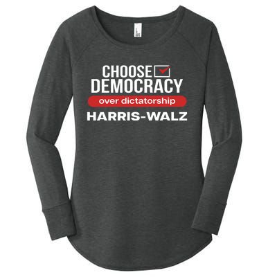 Choose Democracy Over Dictatorship Harris Walz Women's Perfect Tri Tunic Long Sleeve Shirt