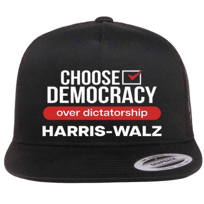 Choose Democracy Over Dictatorship Harris Walz Flatbill Hat