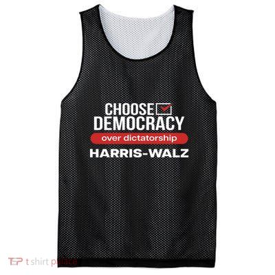 Choose Democracy Over Dictatorship Harris Walz Mesh Reversible Basketball Jersey Tank
