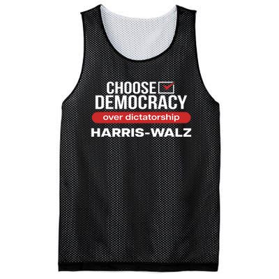 Choose Democracy Over Dictatorship Harris Walz Mesh Reversible Basketball Jersey Tank