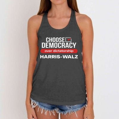 Choose Democracy Over Dictatorship Harris Walz Women's Knotted Racerback Tank