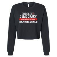 Choose Democracy Over Dictatorship Harris Walz Cropped Pullover Crew