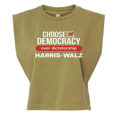 Choose Democracy Over Dictatorship Harris Walz Garment-Dyed Women's Muscle Tee