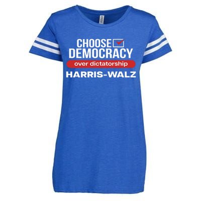 Choose Democracy Over Dictatorship Harris Walz Enza Ladies Jersey Football T-Shirt