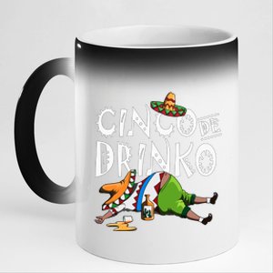 Cinco De O Mexican Sombrero Mustache Mexico Gift 11oz Black Color Changing Mug