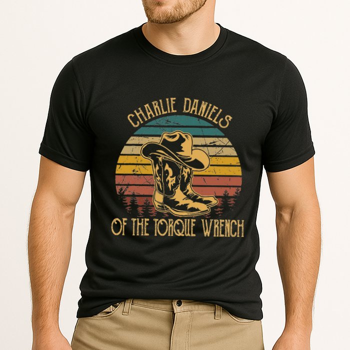 Charlie Daniels Of The Torque Wrench Sunset Boots Hats Performance Shirt