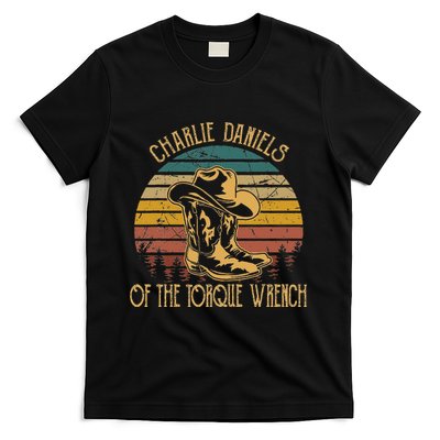 Charlie Daniels Of The Torque Wrench Sunset Boots Hats T-Shirt